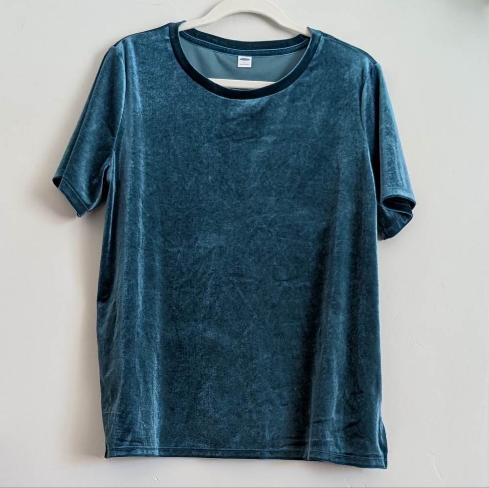 Old Navy Women's Teal Velvet Short Sleeve Tee